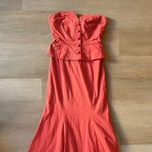 Anthropologie Strapless Red Dress